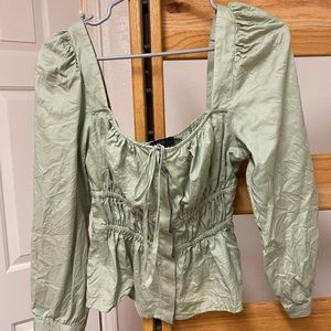 J crew CINCHED-WAIST TOP IN HERRINGBONE COTTON
